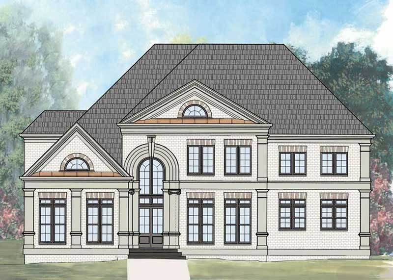 Front elevation of European home (ThePlanCollection: House Plan #106-1100)