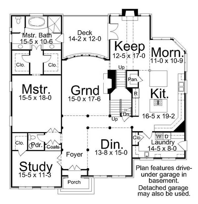 Floor Plan First Story of Colonial Plan #106-1100