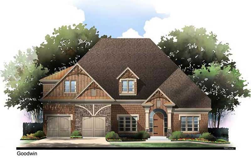 Front elevation of Arts and Crafts home (ThePlanCollection: House Plan #106-1101)