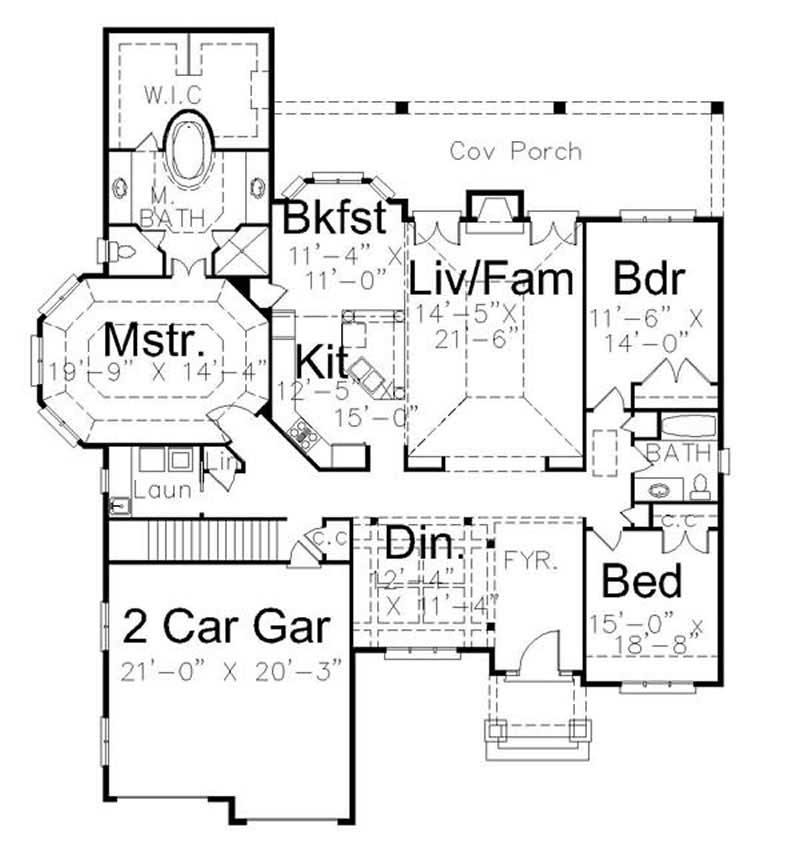 Floor Plan First Story of European Plan #106-1101