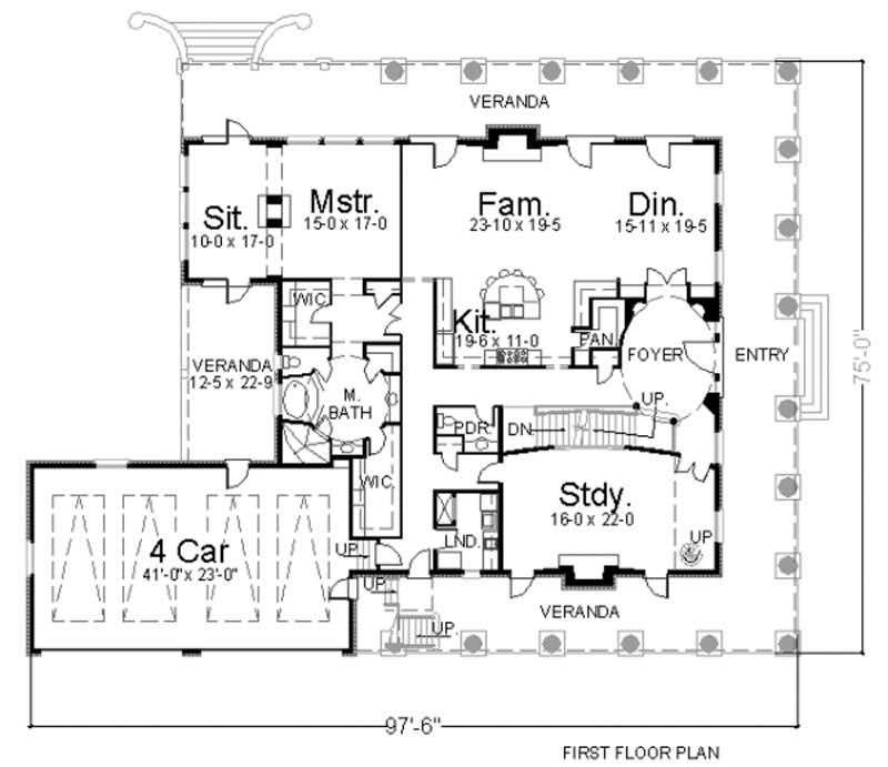 Floor Plan First Story of European Plan #106-1102