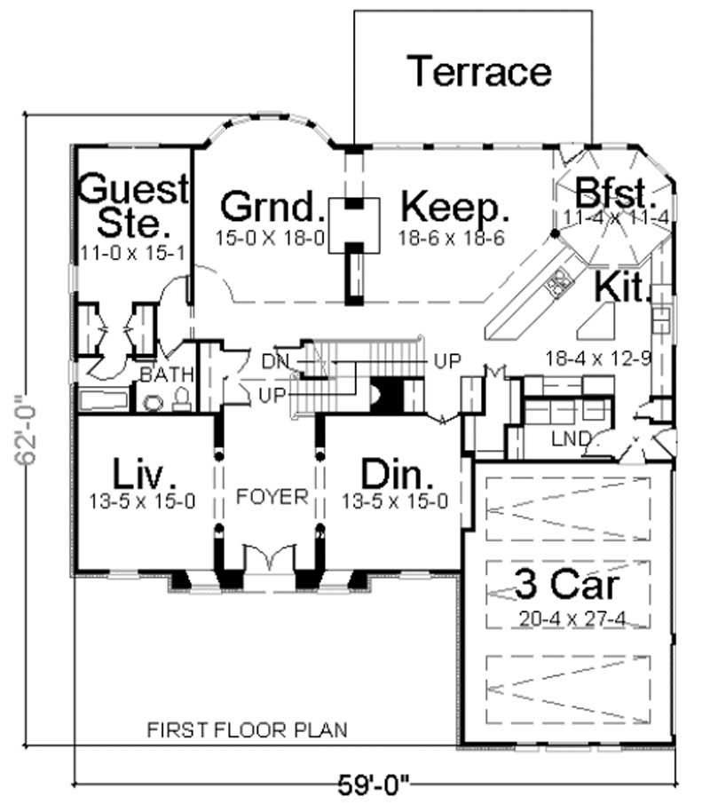 Floor Plan Main Level of Luxury Plan #106-1103