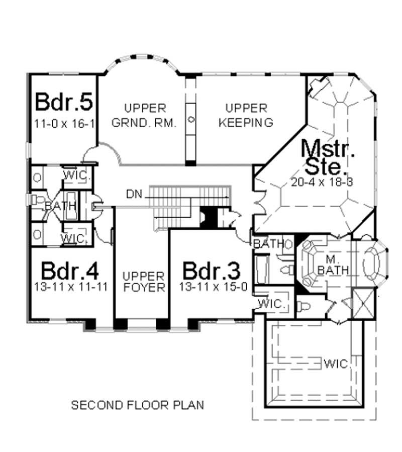 Floor Plan Upper Level of Luxury Plan #106-1103