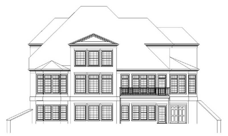 Home Plan Rear Elevation of this 4-Bedroom,3983 Sq Ft Plan -106-1104