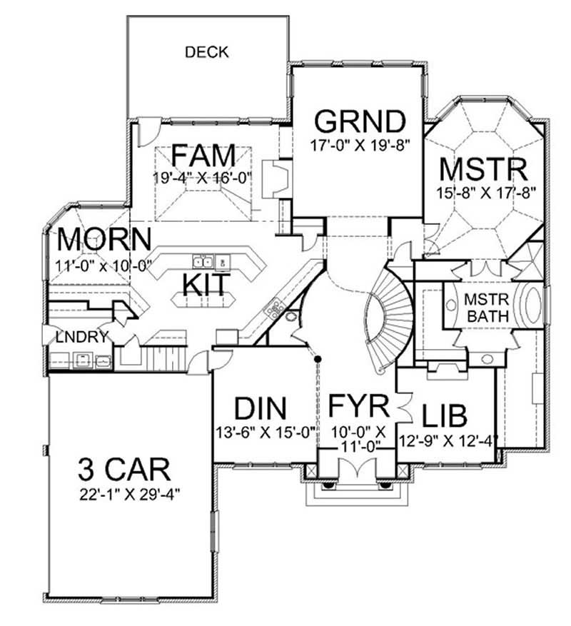 Floor Plan First Story of European Plan #106-1104