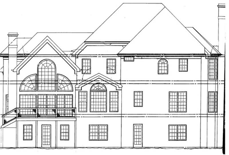 Home Plan Rear Elevation of this 5-Bedroom,3613 Sq Ft Plan -106-1107