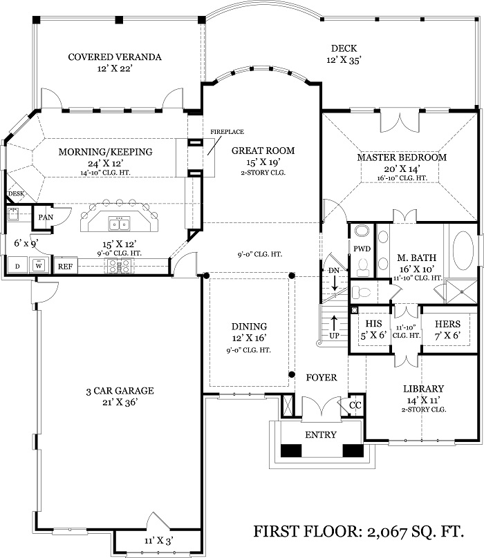 Floor Plan First Story of European Plan #106-1108