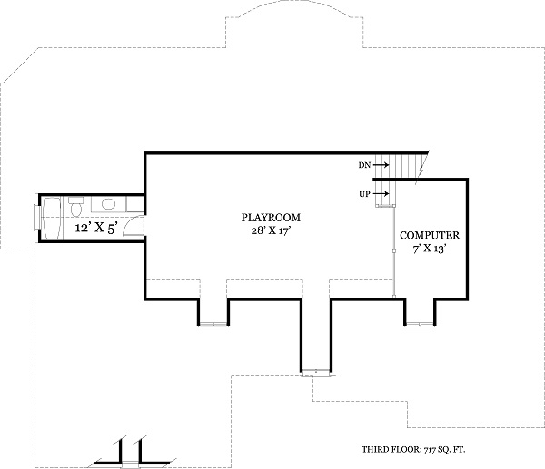 Floor Plan Third Story of European Plan #106-1108