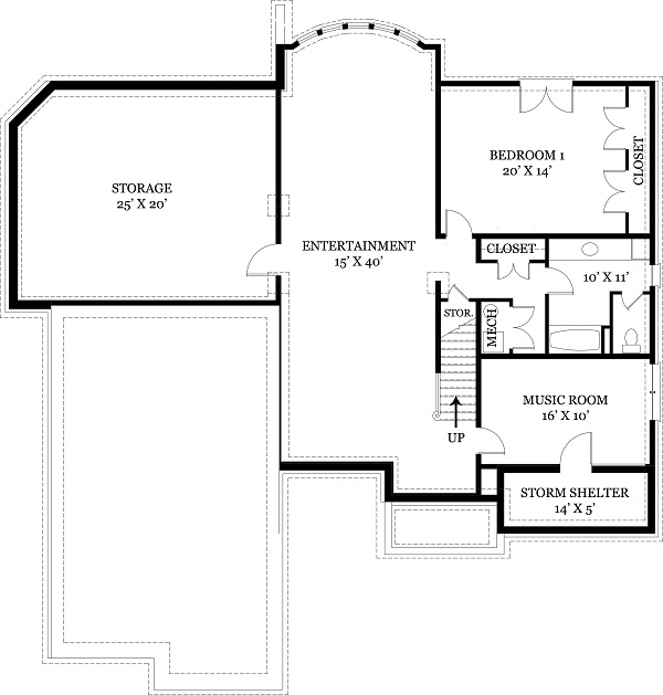 Floor Plan Basement of European Plan #106-1108