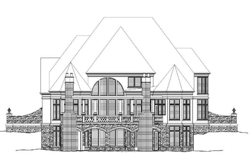 Home Plan Rear Elevation of this 4-Bedroom,3258 Sq Ft Plan -106-1109