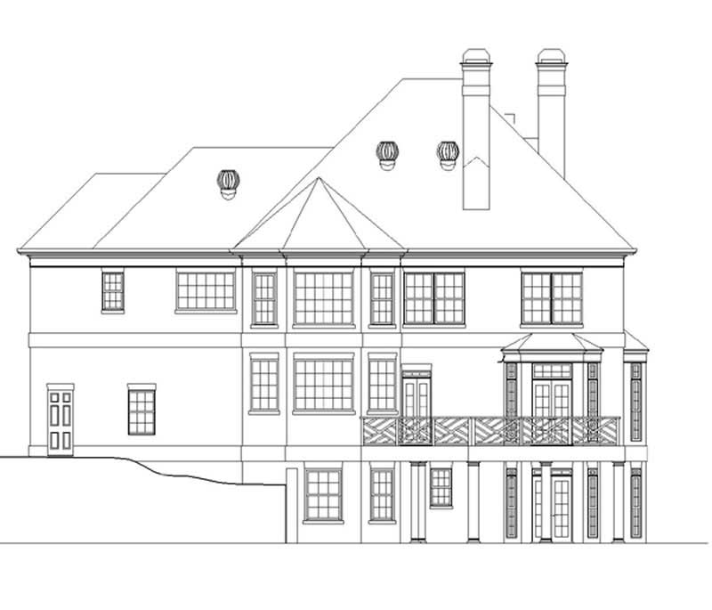 Home Plan Rear Elevation of this 4-Bedroom,3456 Sq Ft Plan -106-1110