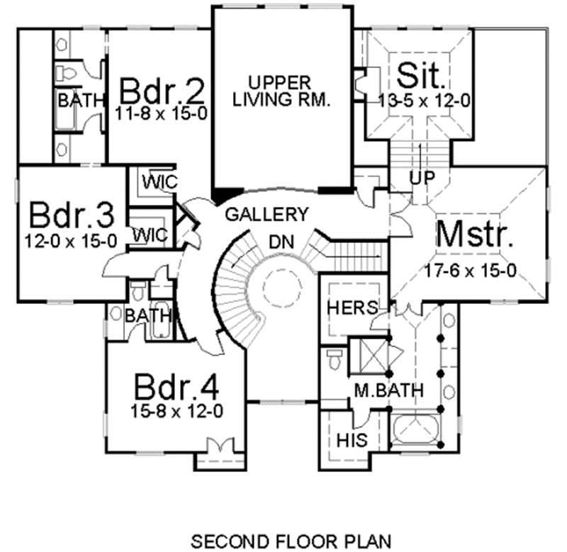 Floor Plan Second Story of Contemporary Plan #106-1113