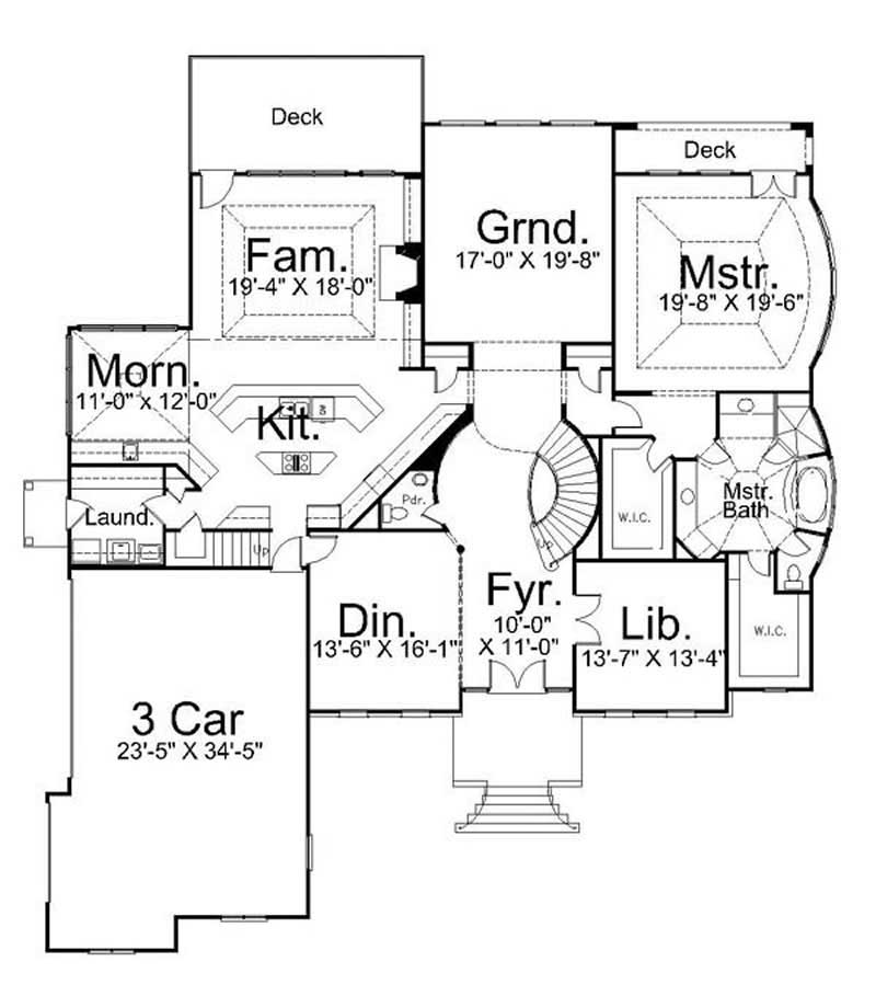 Floor Plan First Story of Colonial Plan #106-1114