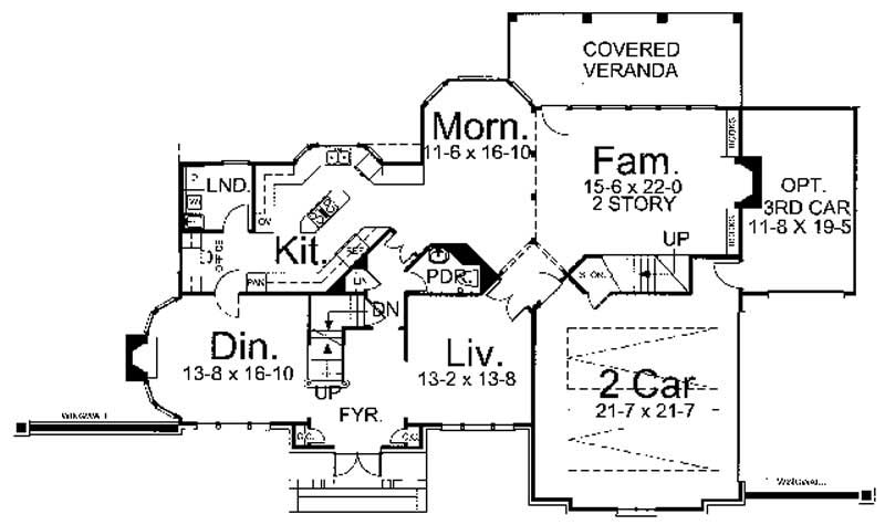 Floor Plan First Story of European Plan #106-1115
