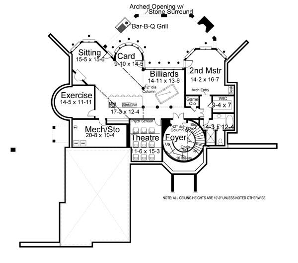 Floor Plan Basement of European Plan #106-1116