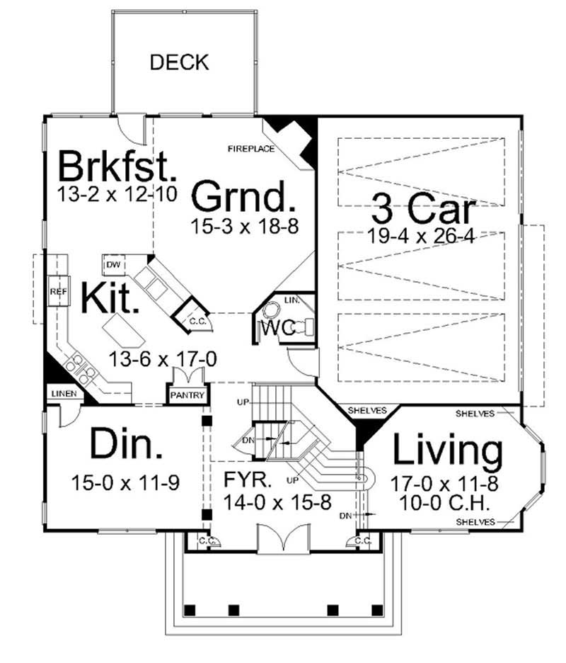 Floor Plan First Story of European Plan #106-1120