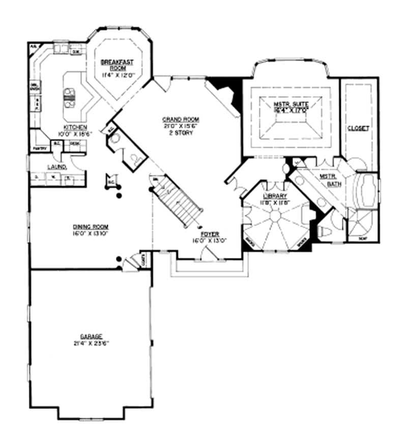 Floor Plan First Story of European Plan #106-1121
