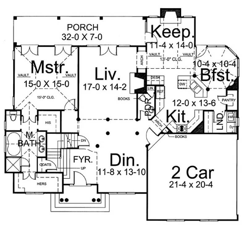 Floor Plan First Story of European Plan #106-1124