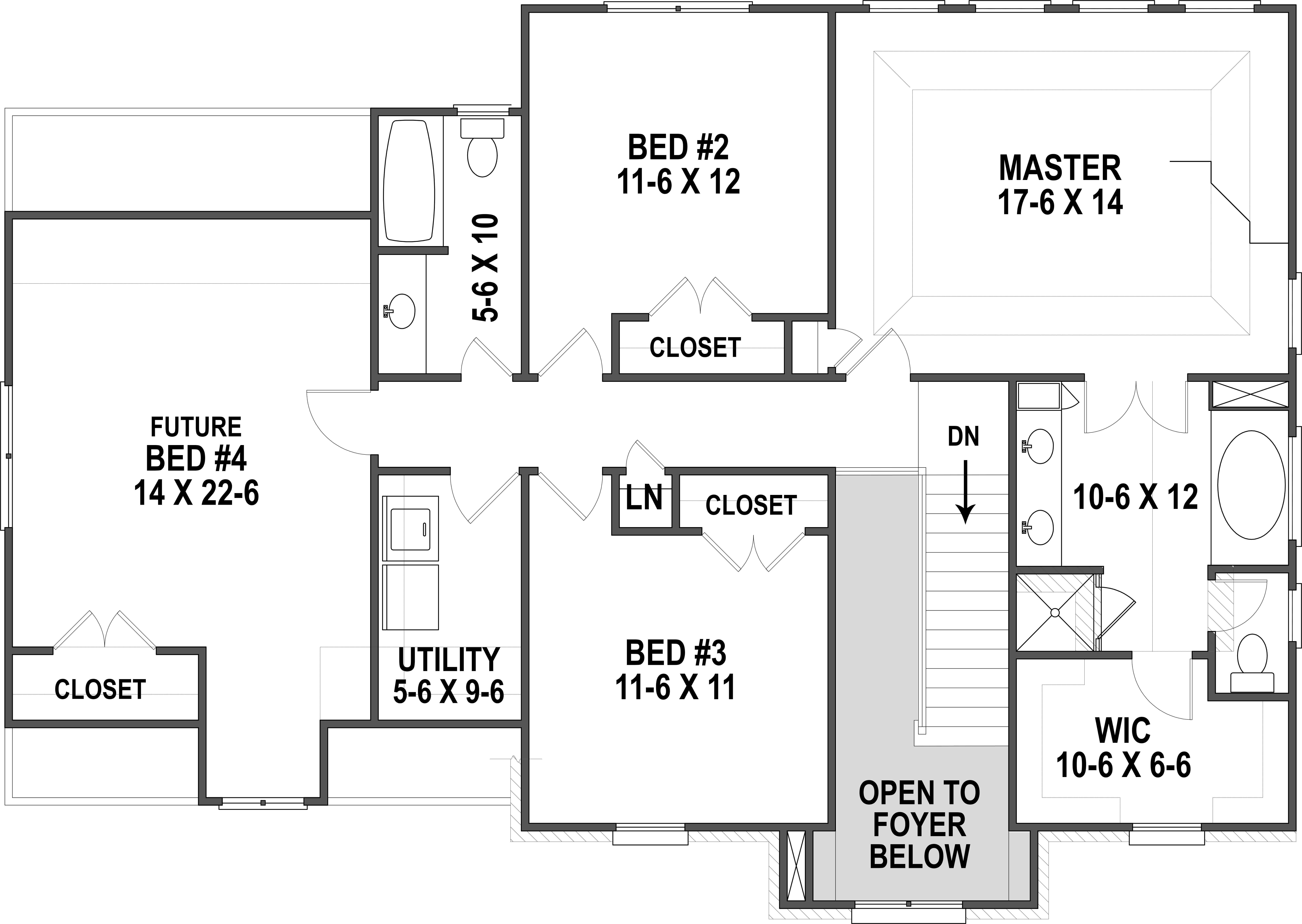 Floor Plan Second Story of European Plan #106-1128