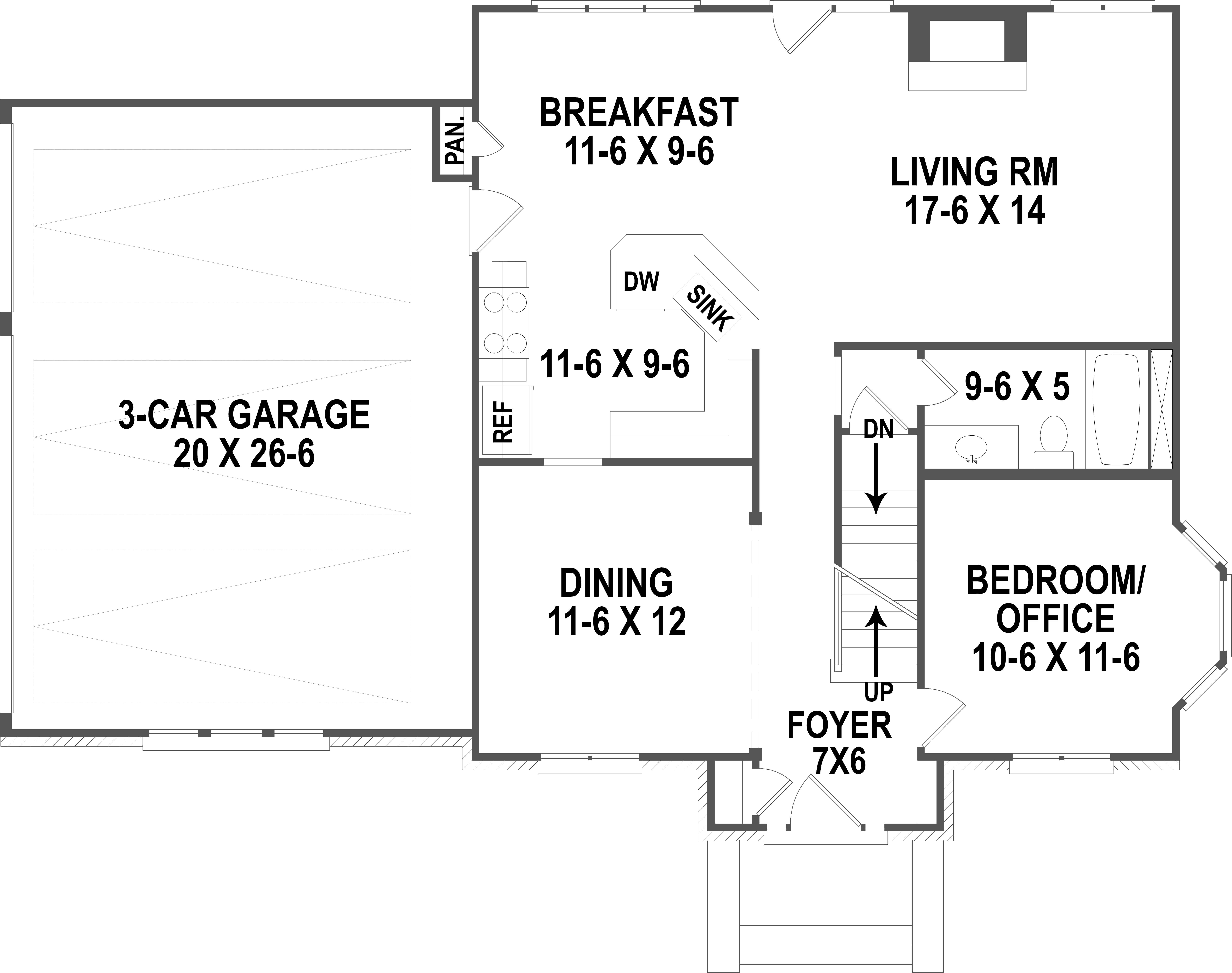 Floor Plan First Story of European Plan #106-1128