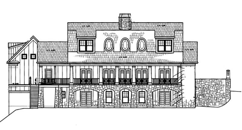 Home Plan Rear Elevation of this 4-Bedroom,2757 Sq Ft Plan -106-1129