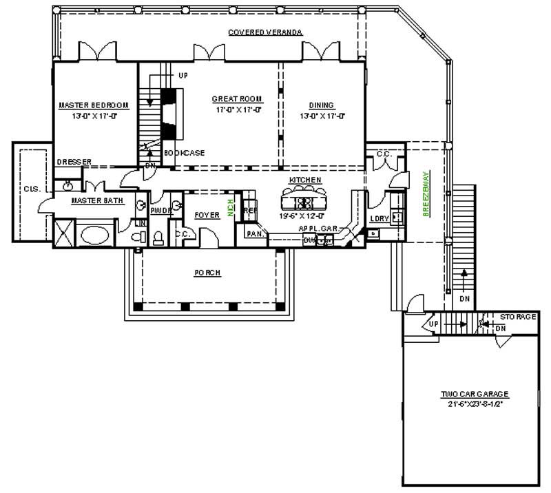Floor Plan First Story of European Plan #106-1129