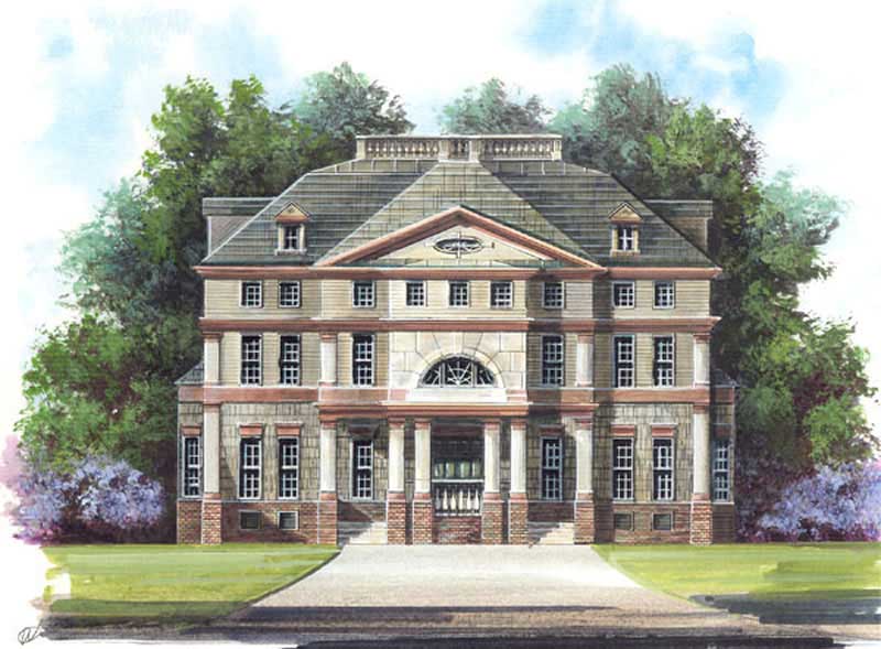 Front elevation of European home (ThePlanCollection: House Plan #106-1130)