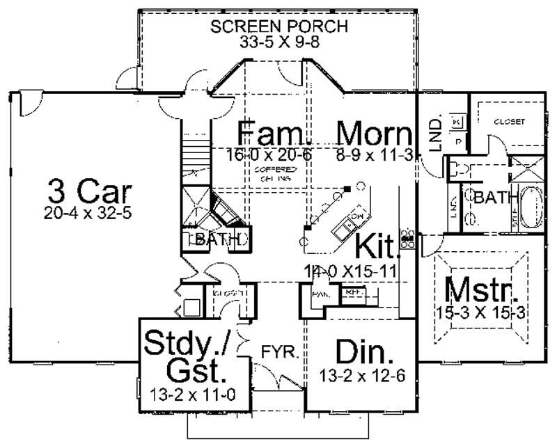 Floor Plan First Story of European Plan #106-1135