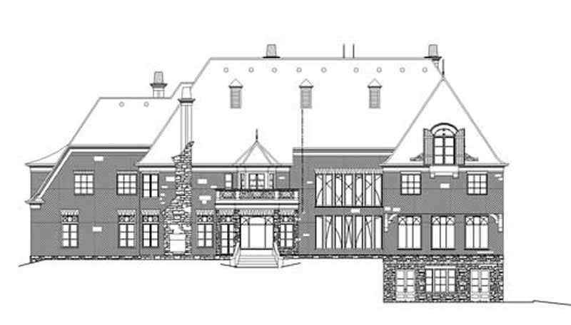 Home Plan Rear Elevation of this 5-Bedroom,8789 Sq Ft Plan -106-1136
