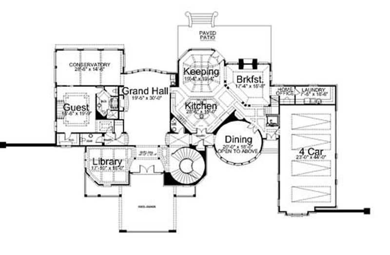 Floor Plan First Story of European Plan #106-1136