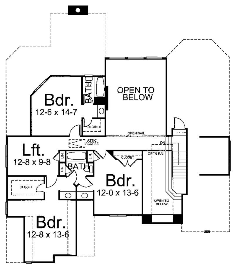 Floor Plan Second Story of European Plan #106-1139