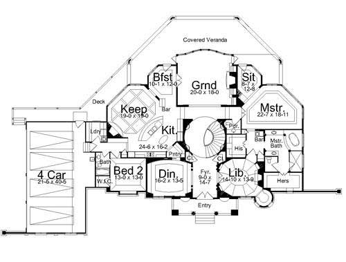 Floor Plan First Story of European Plan #106-1146