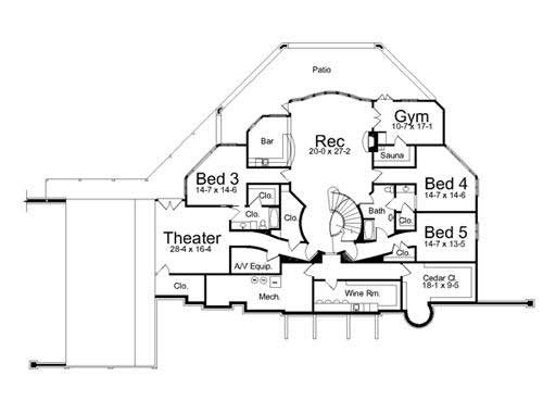 Floor Plan Second Story of European Plan #106-1146