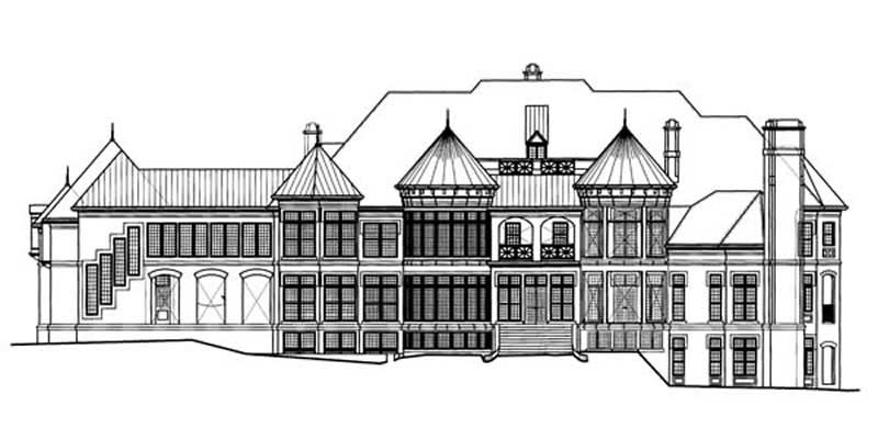 Home Plan Rear Elevation of this 6-Bedroom,7618 Sq Ft Plan -106-1147