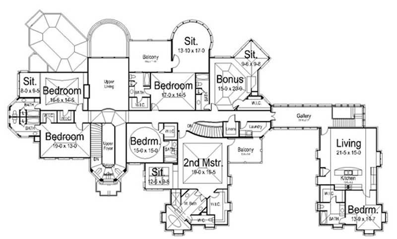 Floor Plan Second Story of European Plan #106-1147