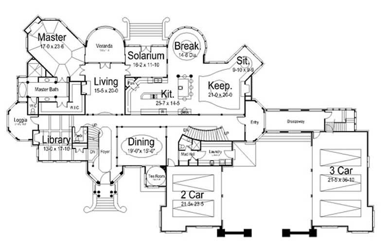 Floor Plan First Story of European Plan #106-1147