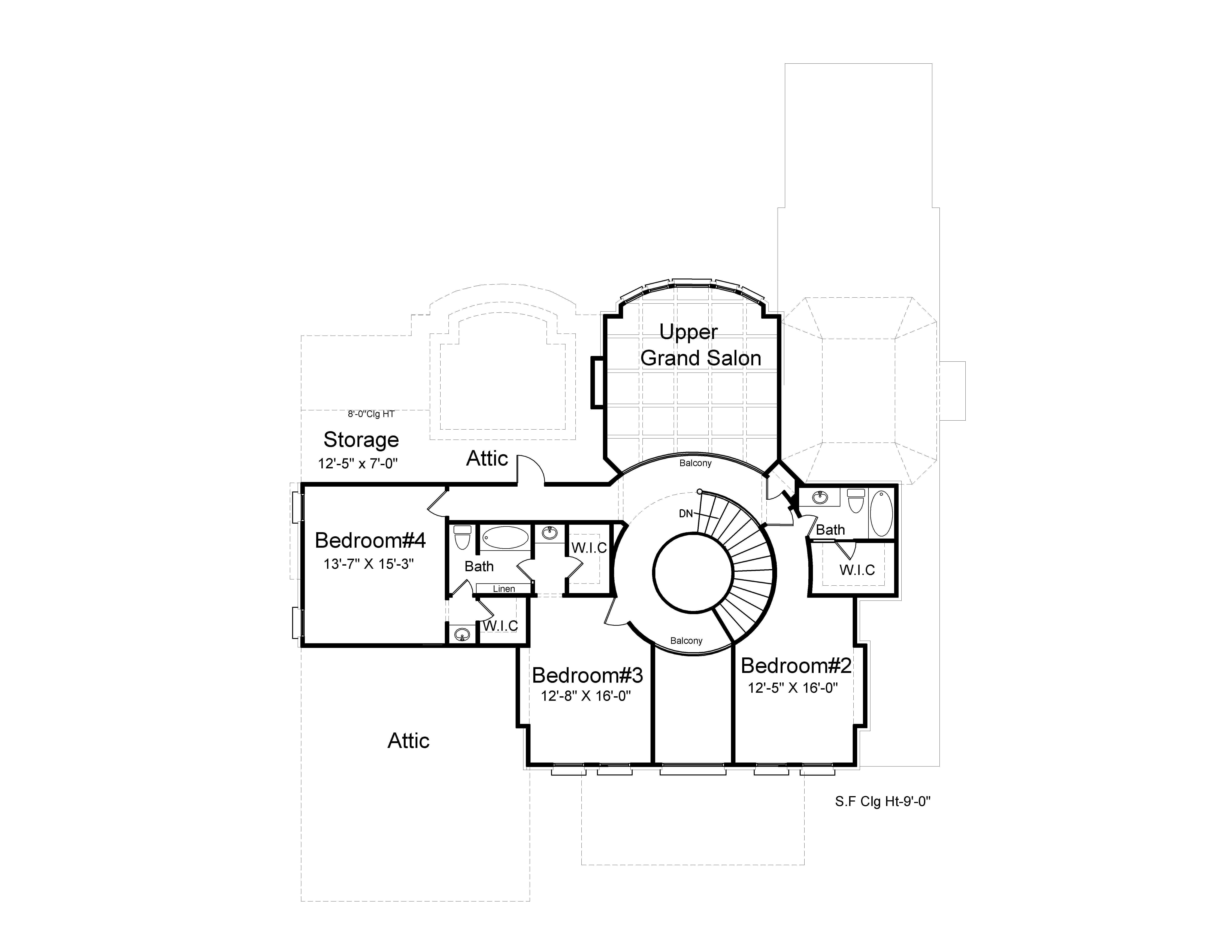 Floor Plan Second Story of Colonial Plan #106-1148