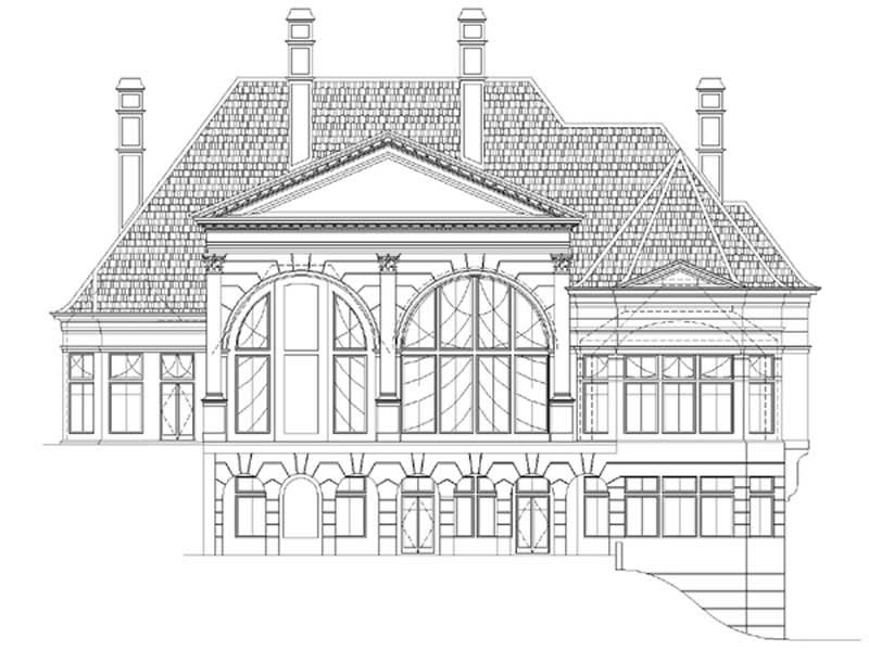 Home Plan Rear Elevation of this 5-Bedroom,7830 Sq Ft Plan -106-1149