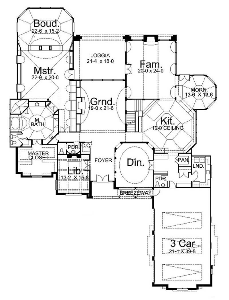 Floor Plan First Story of European Plan #106-1149