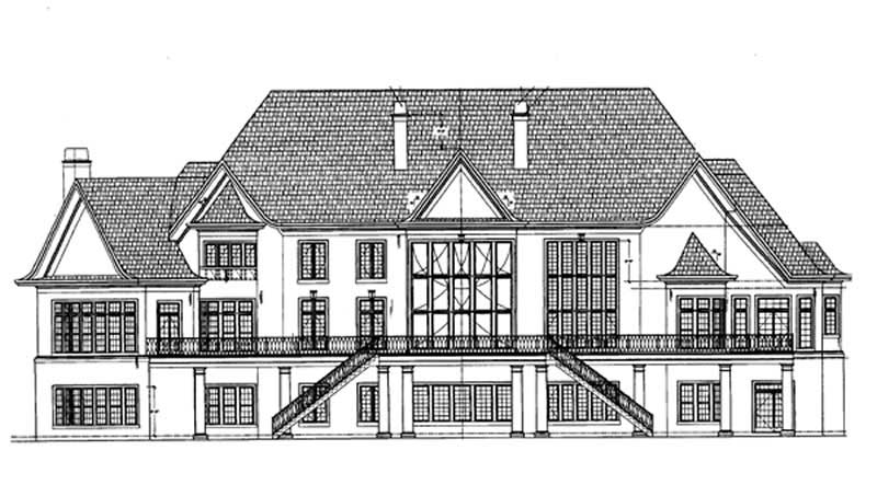 Home Plan Rear Elevation of this 5-Bedroom,6970 Sq Ft Plan -106-1152