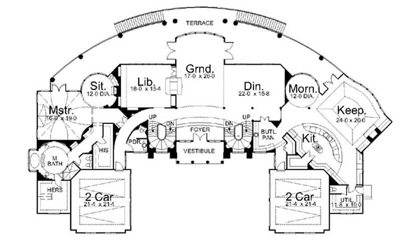Floor Plan First Story of Colonial Plan #106-1152