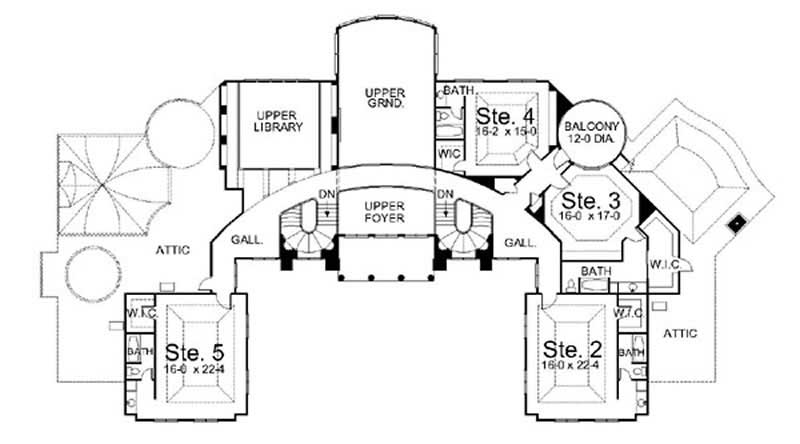 Floor Plan Second Story of Colonial Plan #106-1152