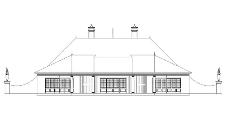 Home Plan Rear Elevation of this 3-Bedroom,2275 Sq Ft Plan -106-1153