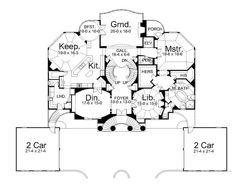 Floor Plan First Story of Colonial Plan #106-1154