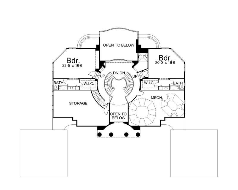 Floor Plan Second Story of Colonial Plan #106-1154