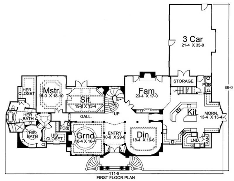 Floor Plan First Story of California Style Plan #106-1155