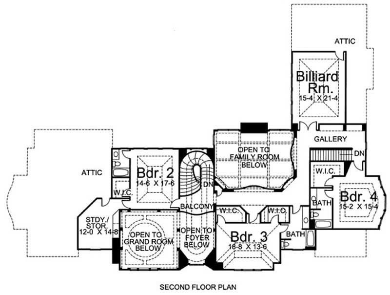 Floor Plan Second Story of California Style Plan #106-1155