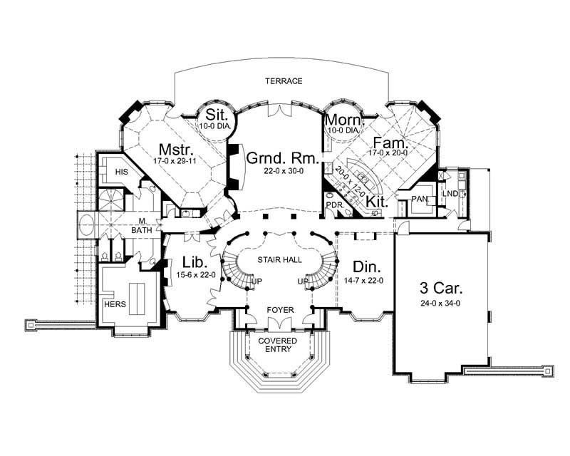 Floor Plan First Story of European Plan #106-1156