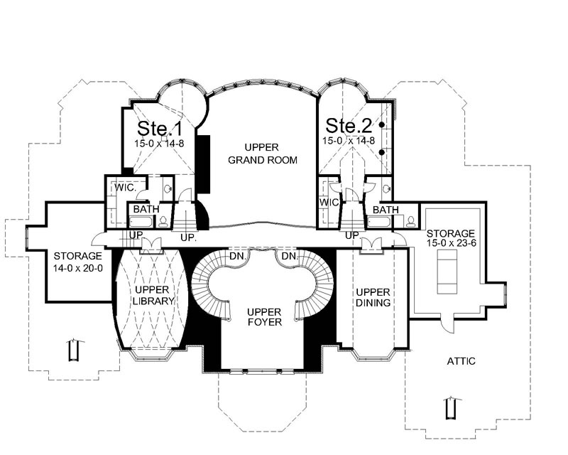 Floor Plan Second Story of European Plan #106-1156
