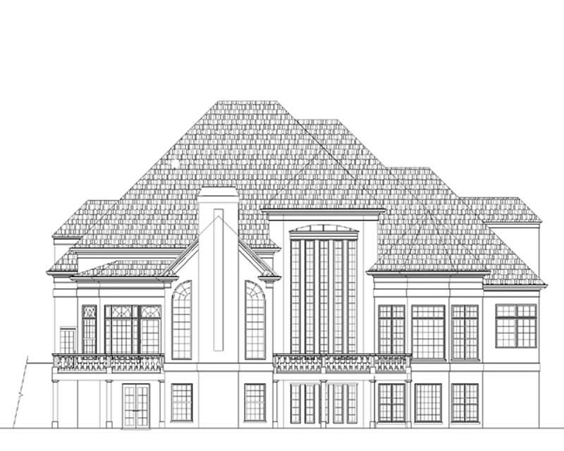 Home Plan Rear Elevation of this 5-Bedroom,4553 Sq Ft Plan -106-1157